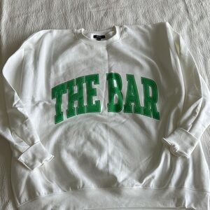 The Bar White Crewneck with Green Logo